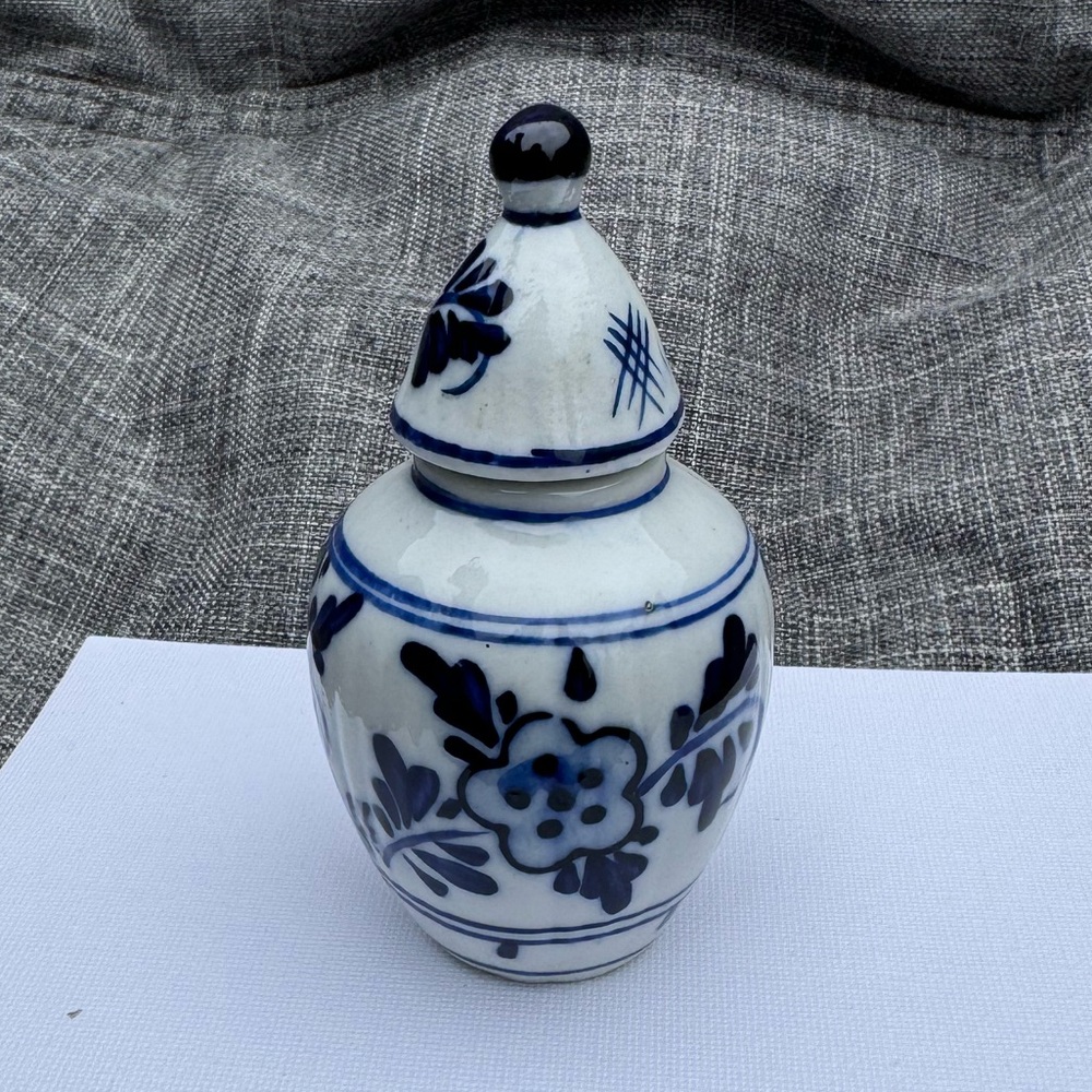 Vintage Blue Delft Hand Painted Jar